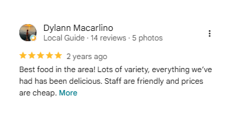 Google review from a Lisa's Garden guest